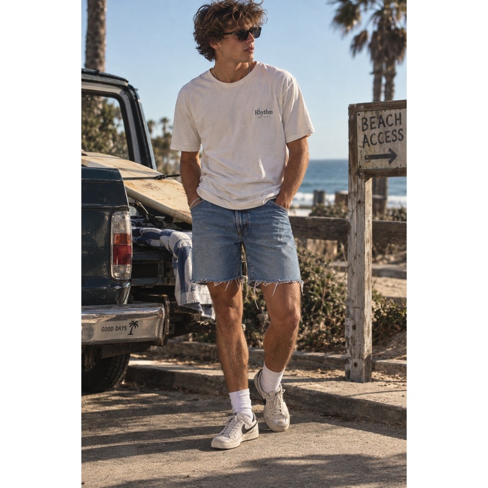 Calvin Klein Jeans Shorts Mens 28 Blue Denim Raw Hem Distressed Streetwear